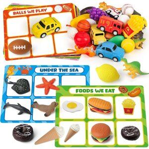 Sorting Toy for Toddler Learning Montessori Game with Animals Fruits Cars & More